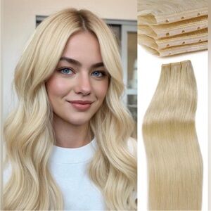 Wignee OVO Platinum Blonde Human Hair Butterfly Weft 18 Inch Hair Extensions